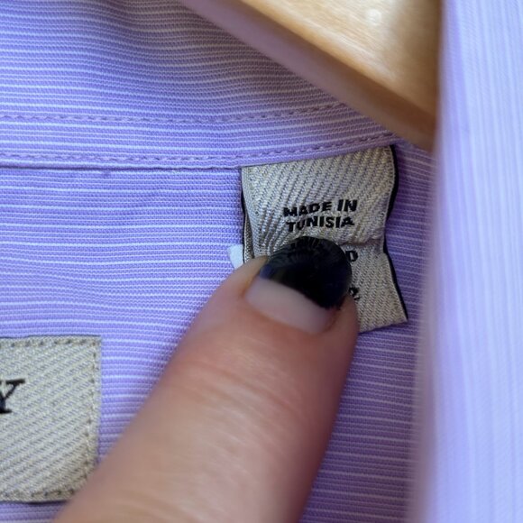 Burberry London Men’s 16.5-42 White Pink Striped Button Up Designer Dress Shirt - Picture 14 of 14